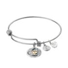 Love This Life Crystal I Love You To The Moon And Back Charm Bangle Bracelet, Women's, Silver