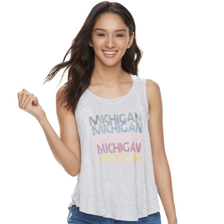 Juniors' About A Girl State Swing Tank, Size: Large, Light Grey