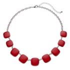 Plus Size Red Graduated Square Necklace, Women's