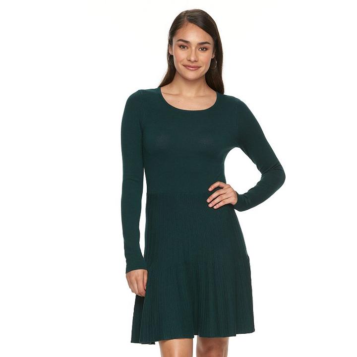 Women's Apt. 9&reg; Ribbed Sweaterdress, Size: Medium, Green