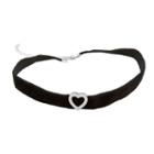 Sterling Silver Cubic Zirconia Heart Velvet Choker Necklace, Women's, Size: 13, White