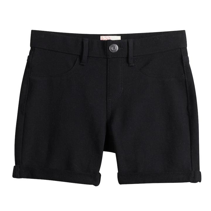 Girls 7-16 & Plus Size So&reg; Rolled Cuff Midi Shorts, Size: 16, Black