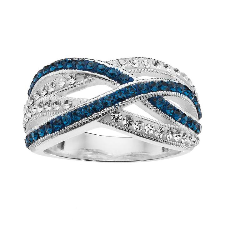 Crystal Luxuries Silver-plated Crisscross Ring, Women's, Size: 6, Multicolor