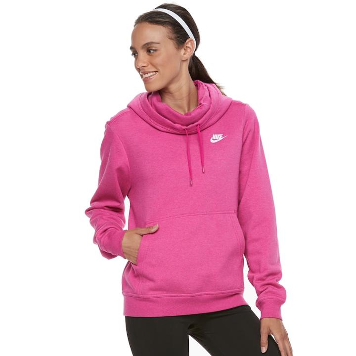 Women's Nike Sportswear Funnel Neck Pullover Hoodie, Size: Xl, Light Red