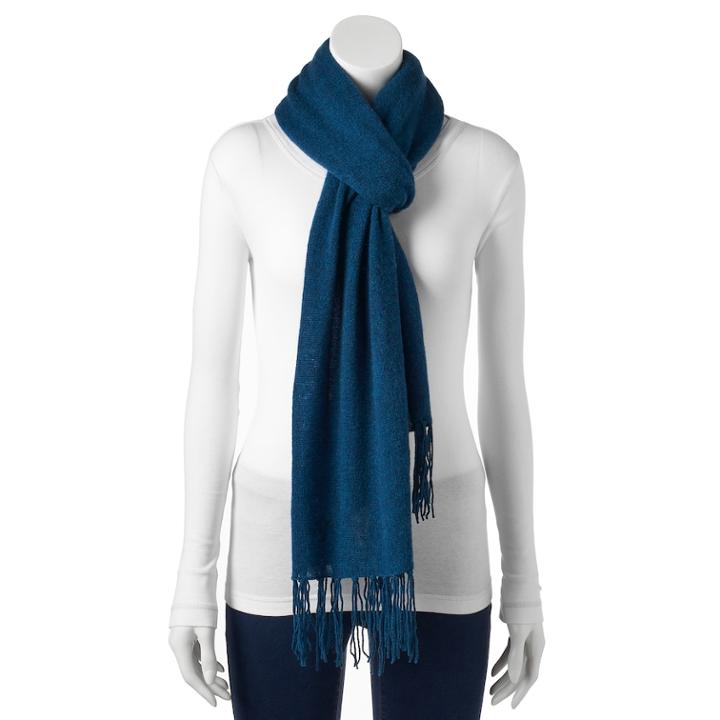 Apt. 9&reg; Fringed Cashmere Oblong Scarf, Women's, Turquoise/blue (turq/aqua)