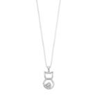 Sterling Silver Diamond Accent Cat Pendant Necklace, Women's, Size: 18, White