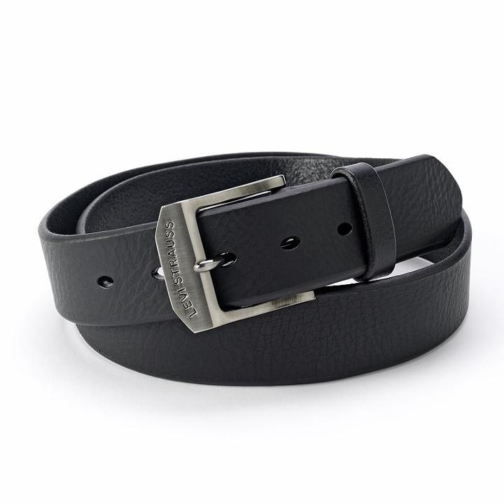 Men's Levi's® Logo Buckle Leather Belt, Size: 42, Black
