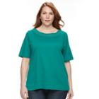 Plus Size Women's Croft & Barrow&reg; Crochet Tee, Size: 1xl, Med Green