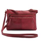 R & R Leather Zip Front Crossbody Bag, Women's, Red