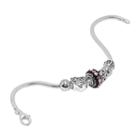 Individuality Beads Sterling Silver Snake Chain Bracelet And Crystal And Openwork Heart Bead Set, Women's, Size: 7.5, Black