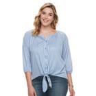 French Laundry Plus Size Button Down Top, Women's, Size: 3xl, Turquoise/blue (turq/aqua)