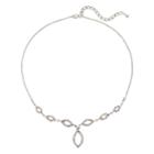 Simulated Crystal Graduated Openwork Necklace, Women's, Silver