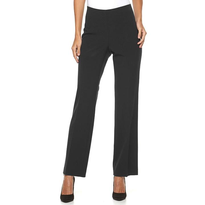 Women's Croft & Barrow&reg; Hollywood Straight-leg Dress Pants, Size: 14 T/l, Black