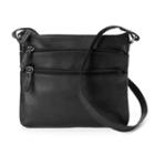 R & R Leather 3-zip Leather Crossbody Bag, Women's, Black