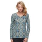 Women's Croft & Barrow&reg; Classic Long Sleeve V-neck Tee, Size: Large, Black