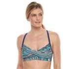 Women's Adidas Wrapped Up Striped Twist-front Bikini Top, Size: Xl, Blue (navy)