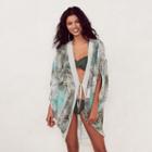 Women's Lc Lauren Conrad Beach Shop Kimono Cover-up, Size: L-xl, Green