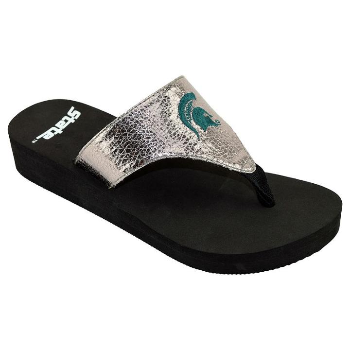 Women's Michigan State Spartans Shine Platform Flip-flops, Size: Xl, Red/coppr (rust/coppr)