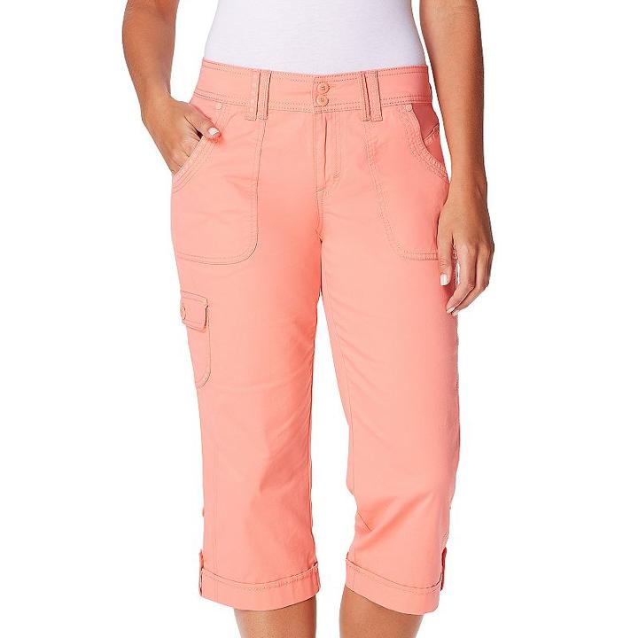 Women's Gloria Vanderbilt Mae Cargo Capris, Size: 18, Lt Orange