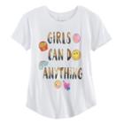 Girls 7-16 Girls Can Do Anything Glitter Graphic Tee, Size: Xl, White