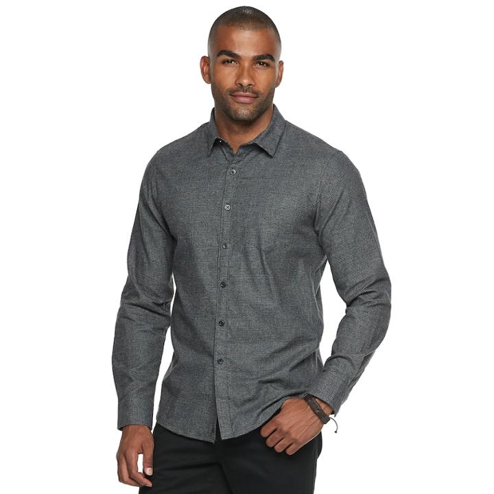 Men's Marc Anthony Slim-fit Soft Touch Flannel Button-down Shirt, Size: Xxl, Grey