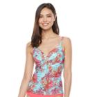 Women's Croft & Barrow&reg; Bust Enhancer Twist-front Tankini Top, Size: 10, Turquoise/blue (turq/aqua)