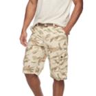 Men's Rawx Regular-fit Belted Cargo Shorts, Size: 36, Beig/green (beig/khaki)