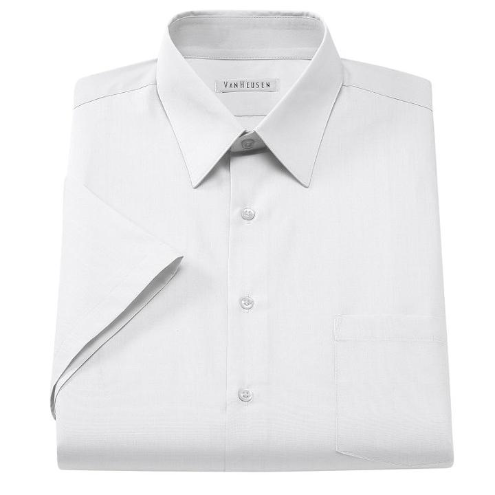 Men's Van Heusen Regular-fit Poplin Easy-care Point-collar Dress Shirt, Size: 17, White