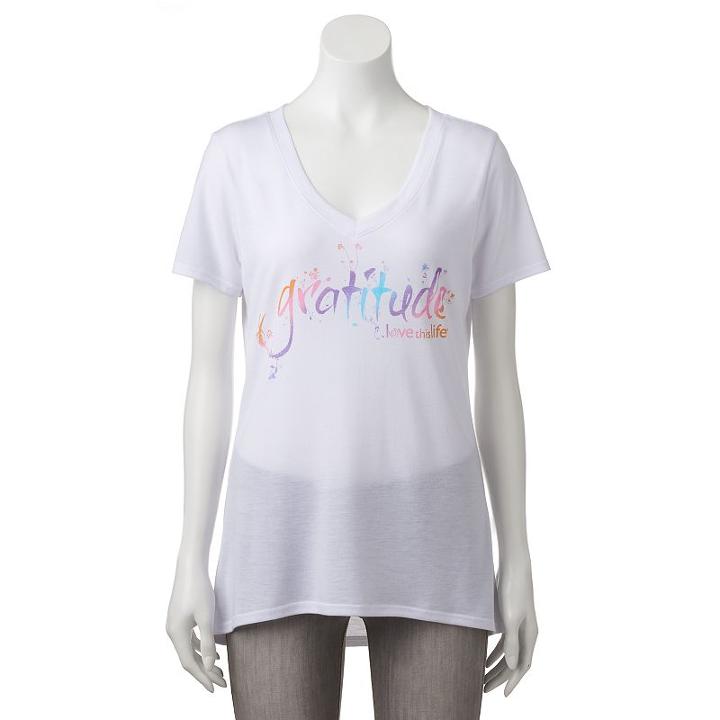 Juniors' Love This Life High Low Gratitude Graphic Tee, Girl's, Size: Xl, White