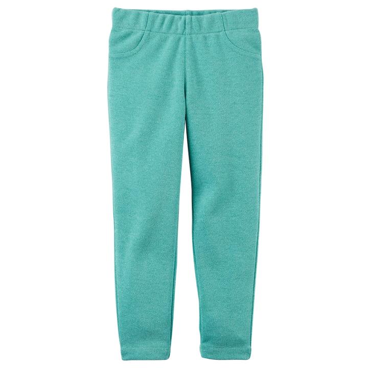 Girls 4-8 Carter's Turquoise Glitter Skinny Jeggings, Size: 8, Turquoise/blue (turq/aqua)