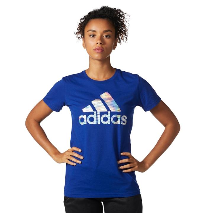 Women's Adidas Iridescent Mesh Tee, Size: Xs, Blue (navy)