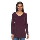 Women's Apt. 9&reg; V-neck Cashmere Sweater, Size: Large, Dark Pink