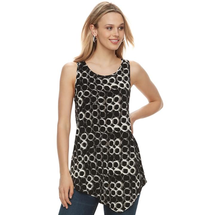 Women's Apt. 9&reg; Asymmetrical Textured Tank, Size: Small, Black