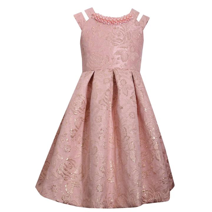 Girls 7-16 Bonnie Jean Double Strap Brocade Dress, Size: 10, Lt Orange