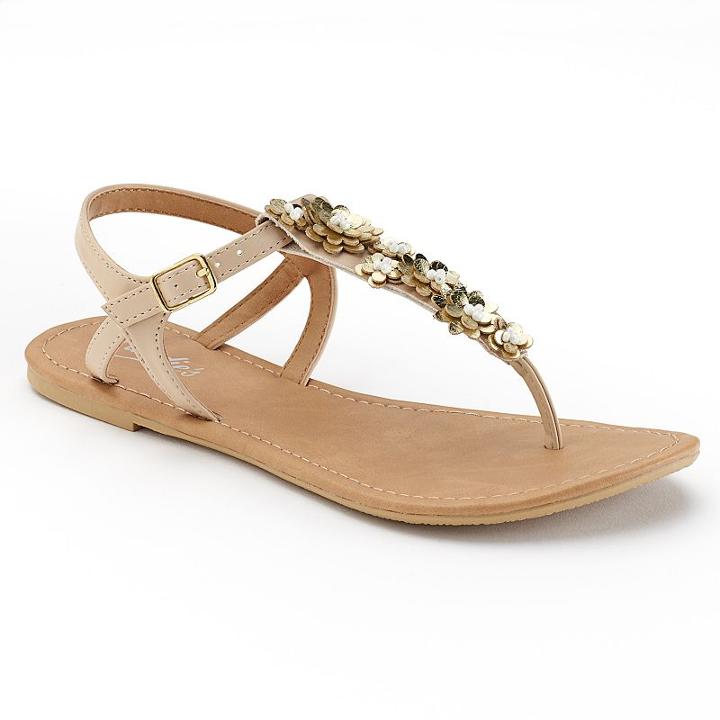 Candie's&reg; Women's Beaded Floral Flip-flops, Size: Xl, Yellow Oth
