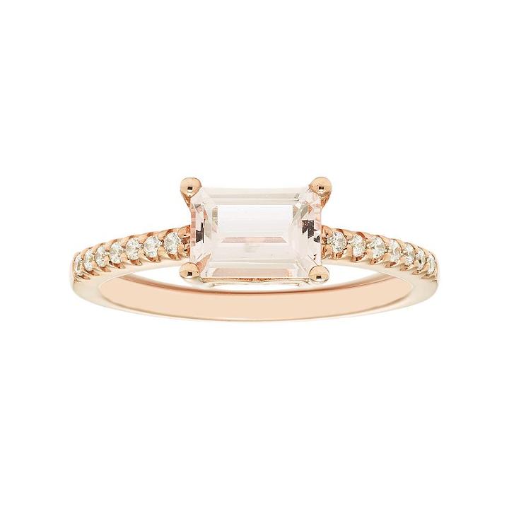 Boston Bay Diamonds 14k Rose Gold Morganite & 1/10 Carat T.w. Diamond Ring, Women's, Size: 5, Pink