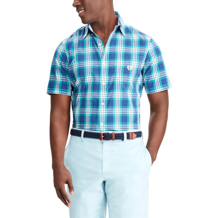 Men's Chaps Classic-fit Easy-care Woven Button-down Shirt, Size: Medium, Green