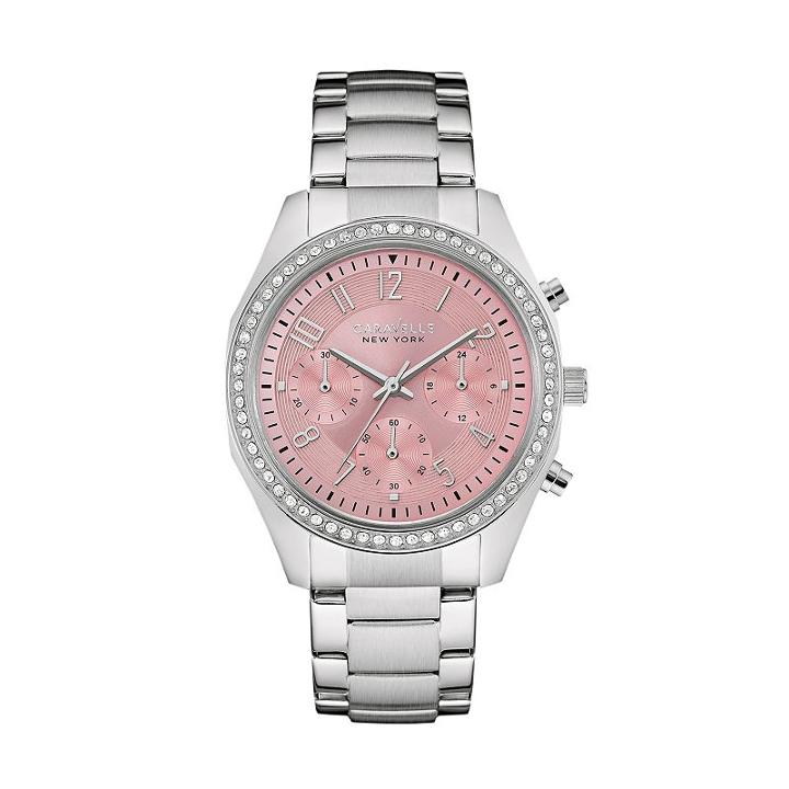 Caravelle New York By Bulova Women's Crystal Stainless Steel Chronograph Watch - 43l191, Grey