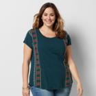Plus Size Sonoma Goods For Life&trade; Embroidered Dolman Tee, Women's, Size: 2xl, Dark Blue