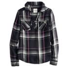 Girls 7-16 & Plus Size Mudd&reg; Lace-up Plaid Popover Top, Size: 14, Black