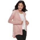 Juniors' Candie's&reg; Pointelle Cardigan, Teens, Size: Small, Brt Pink