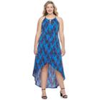 Juniors' Plus Size Candie's&reg; Print Petal Hem Halter Dress, Girl's, Size: 1xl, Blue