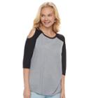 Juniors' So&reg; Cold Shoulder Raglan Tee, Teens, Size: Xl, Med Grey
