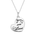 Sterling Silver You Are Loved Heart Pendant Necklace, Women's, Size: 18, Grey
