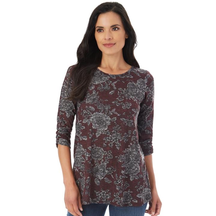 Women's Apt. 9&reg; Printed 3/4 Sleeve Top, Size: Small, Red Floral