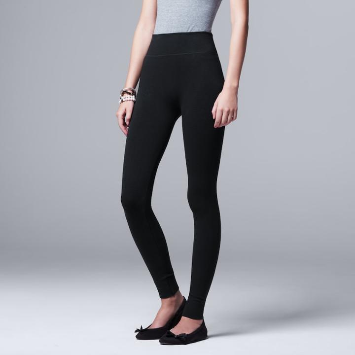 Women's Simply Vera Vera Wang Seamless Twill Leggings, Size: Xl, Black