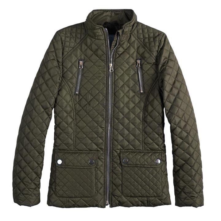 Girls 4-16 So&reg; Quilted Lightweight Barn Jacket, Size: 7-8, Green