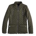 Girls 4-16 So&reg; Quilted Lightweight Barn Jacket, Size: 7-8, Green