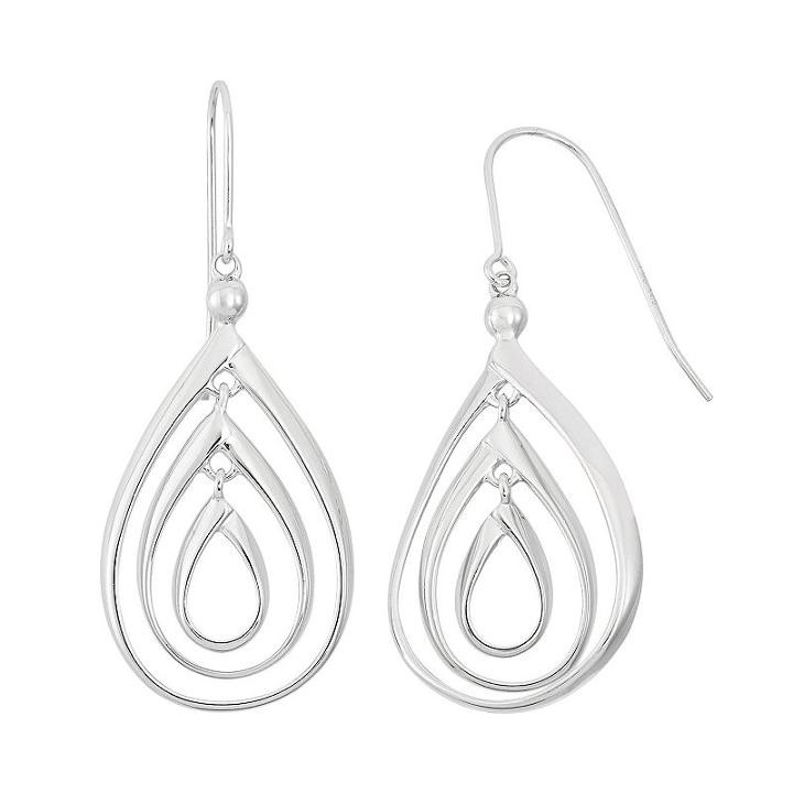 Sterling Silver Triple Teardrop Earrings, Women's