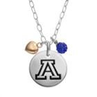 Fiora Crystal Sterling Silver Arizona Wildcats Team Logo & Heart Pendant Necklace, Women's, Size: 16, Multicolor